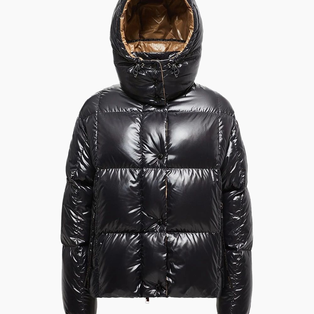 Moncler  Black and Tan Puffer Coat
